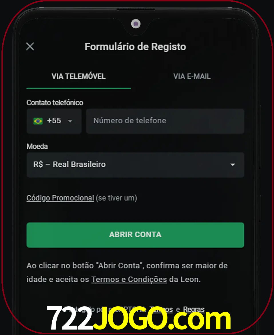 Abra o aplicativo e inicie o processo de registro.