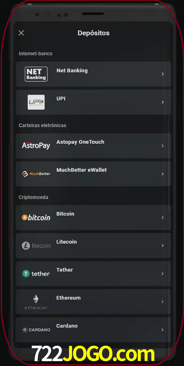 Você pode usar métodos alternativos de depósito.